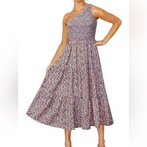 ZCSIA Women's Summer Boho One Shoulder Midi Dress